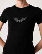 GUESS JEANS тениска дамска от памук с еластан черна W6BI14 K5598