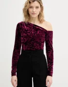 GUESS Кадифено боди в бордо с изчистен дизайн W6PP70 KJ170
