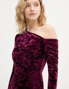GUESS Кадифено боди в бордо с изчистен дизайн W6PP70 KJ170