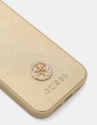 GUESS кейс за телефон от имитация на кожа iPhone 15 Pro златен GUHCP15LPS4DGPD