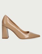 GUESS обувки с дебел ток от кожа BARCHIE бежови FLFBAR LEP08