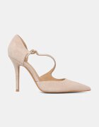 GUESS обувки с ток от велур NAPIPER бежови FLTNAP SUE08