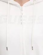 GUESS Памучен суичър PRIMULA в бяло с качулка с апликация V5GQ10 KCRP0