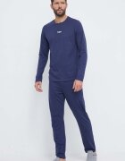 GUESS Памучна пижама DERRICK в тъмносиньо с изчистен дизайн U2BX00 KBZG0