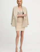 GUESS Памучна пола GISELLE в бежово къса с кройка тип молив W5YD68 Z3OU0