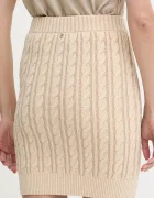 GUESS Памучна пола GISELLE в бежово къса с кройка тип молив W5YD68 Z3OU0
