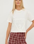 GUESS Памучна тениска ADELE в бежово V2YI06 K8HM0