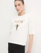 GUESS Памучна тениска AURLIE в бежово V4YI06 I3Z14