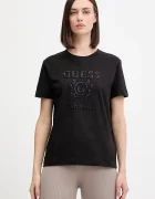 GUESS Памучна тениска MENA дамска в черно V5BI07 K8FQ4