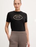 GUESS Памучна тениска ROSALBA дамска в черно V6RI04 K8FQ4