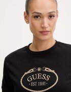 GUESS Памучна тениска ROSALBA дамска в черно V6RI04 K8FQ4