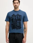 GUESS Памучна тениска в синьо с десен M5YI13 I3Z14