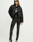 GUESS панталон дамски от имитация на кожа PRESCILLA черен с висока талия W4BB18 WGIK0