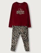 GUESS пижама от две части за деца от памук с еластан бордо J6BG06 K8112