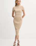 GUESS Пола EVANGELINE в бежово среднодълга с кройка тип молив W5YD66 Z0130