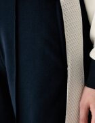 GUESS прав панталон дамски с памук PHOEBE тъмносин с висока талия V6YB26 K5139