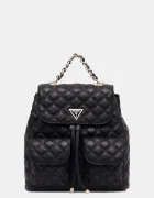 GUESS Раница GIULLY дамска в черно малък размер с изчистен дизайн HWQG96 73330