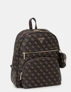 GUESS Раница POWER PLAY дамска в кафяво голям размер с десен HWQG71 24350