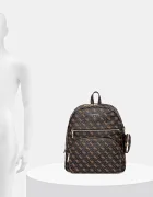 GUESS Раница POWER PLAY дамска в кафяво голям размер с десен HWQG71 24350