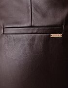 GUESS разкроен панталон дамски от имитация на кожа ZANITA PEREFCT PANTS кафяв с висока талия W6YB12 W2906