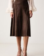 GUESS разкроена пола от имитация на велур JENNIE кафява W6BD09 W4058