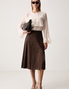 GUESS разкроена пола от имитация на велур JENNIE кафява W6BD09 W4058