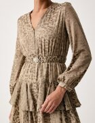 GUESS разкроена рокля CLARISSE бежова с животински принт W6BK42 W4225