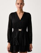 GUESS разкроена рокля CLARISSE черна с животински принт W6BK42 W4225