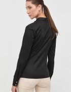 GUESS Риза CATE дамска в черно с кройка по тялото класическа яка W2YH41 WAF10