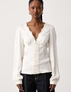 GUESS риза дамска MICHELA бежова с дантелени вложки W6BH42 W4233