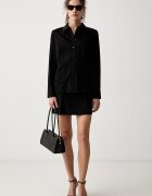 GUESS риза дамска от памук с еластан NEW CATE черна W6YH10 W2752