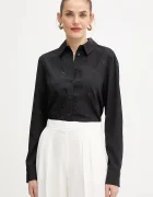GUESS Риза дамска в черно със стандартна кройка с класическа яка W5BH80 W2982