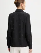 GUESS Риза дамска в черно със стандартна кройка с класическа яка W5BH80 W2982