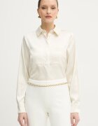 GUESS Риза MARGUERITE дамска в бежово със стандартна кройка с класическа яка W5RH40 WFQC2