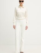 GUESS Риза MARGUERITE дамска в бежово със стандартна кройка с класическа яка W5RH40 WFQC2