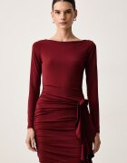 GUESS рокля драпирана LUCY бордо с изчистена шарка W6BK19 K6104