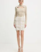 GUESS Рокля с вълна CORALINE в бежово къса с кройка по тялото W5BK44 Z3JD2