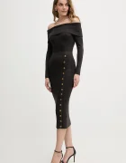 GUESS Рокля в кафяво среднодълга с кройка по тялото W5BK89 Z2YJ2