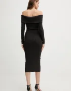 GUESS Рокля в кафяво среднодълга с кройка по тялото W5BK89 Z2YJ2