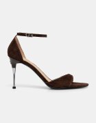 GUESS сандали с висок ток от велур SEENA кафяви FLTSEE SUE03