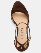 GUESS сандали с висок ток от велур SEENA кафяви FLTSEE SUE03