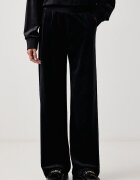GUESS спортен панталон дамски от кадифе LOREN черен с висока талия O6BB07 K5063