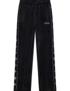 GUESS спортен панталон за деца от кадифе черен със стандартна талия J6BB15 K7266