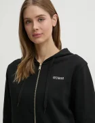 GUESS суичър с цип и качулка дамски с памук SOFIA черен O5RQ01 KCO31