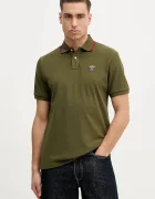 Hackett London Памучна тениска с яка в зелено с изчистен дизайн HM5600082