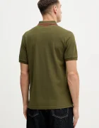 Hackett London Памучна тениска с яка в зелено с изчистен дизайн HM5600082