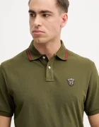 Hackett London Памучна тениска с яка в зелено с изчистен дизайн HM5600082