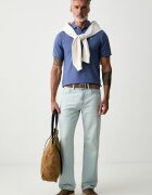 Hackett London тениска с яка мъжка от памук синя HM5600203