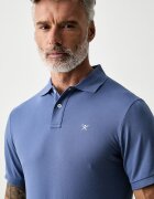 Hackett London тениска с яка мъжка от памук синя HM5600203