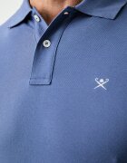 Hackett London тениска с яка мъжка от памук синя HM5600203